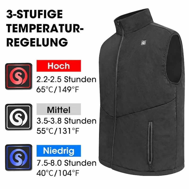 Savior Herren-Heizweste – 3-stufige Temperaturregelung & wasserabweisend