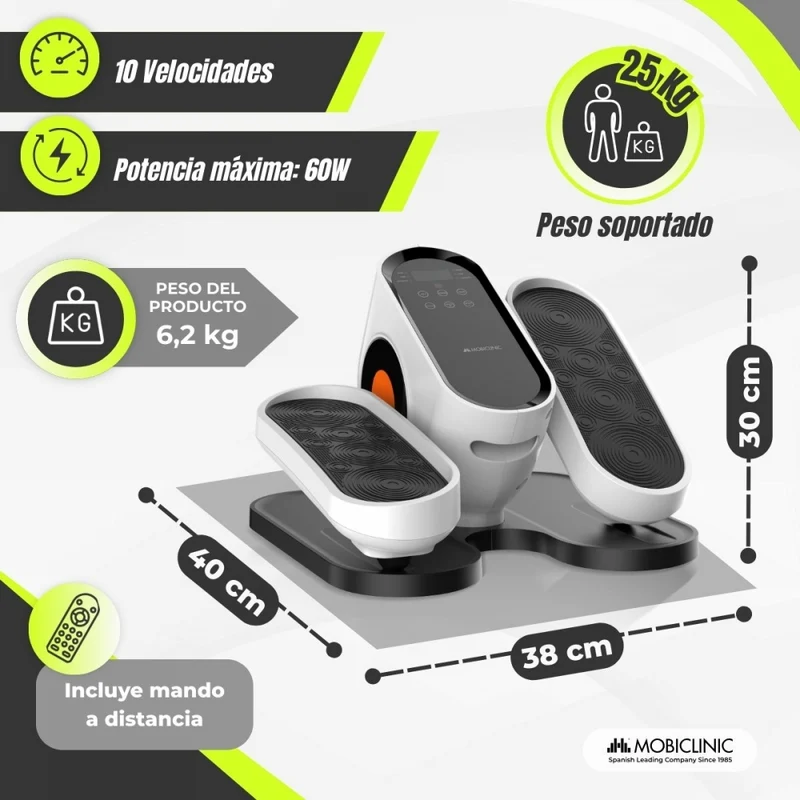 Mini-Ellipsentrainer | Manueller Modus und 3 Automatikprogramme | LED-Anzeige | Fernbedienung | Leise | Mobidal | Mobiclinic
