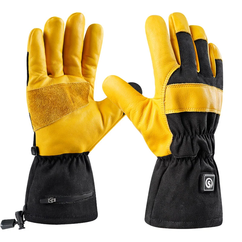 Savior Beheizbare Leder-Arbeitshandschuhe aus Rindsleder | Robuste Profi-Winterhandschuhe für Bau, Logistik & Handwe