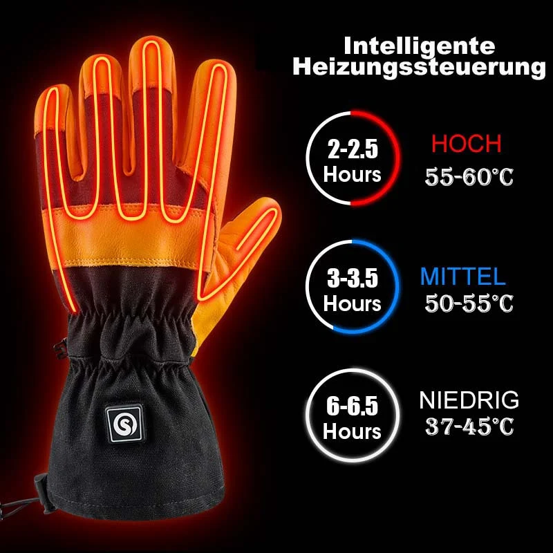 Savior Beheizbare Leder-Arbeitshandschuhe aus Rindsleder | Robuste Profi-Winterhandschuhe für Bau, Logistik & Handwe