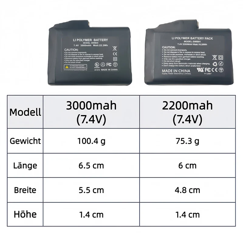 2Pcs 7 Volt 2200 & 3000mAh wiederaufladbarer Li-Ionen-Akku