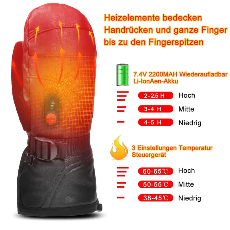 Savior Premium Leder-Heizfäustlinge | Wind- & Wasserdicht | Bis zu 6,5h Wärme