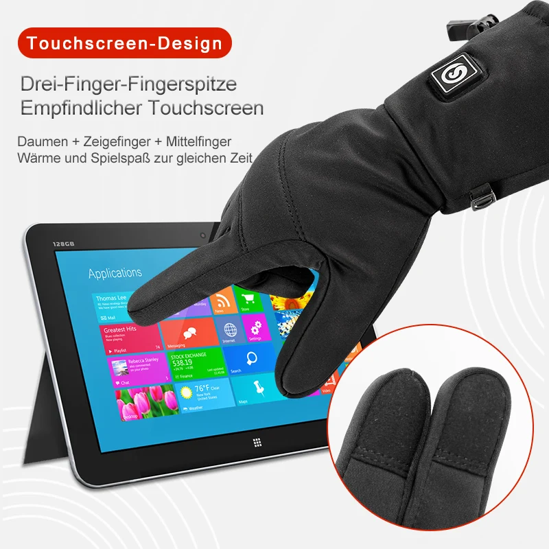 Savior Dünne Beheizbare Handschuhe für Damen & Herren – Leichte Elektrische Handwärmer mit finger touchscreen funktion