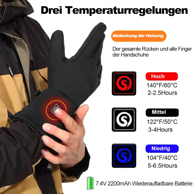 Savior Dünne Beheizbare Handschuhe für Damen & Herren – Leichte Elektrische Handwärmer mit finger touchscreen funktion