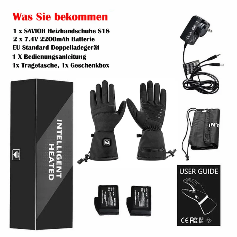Savior Dünne Beheizbare Handschuhe für Damen & Herren – Leichte Elektrische Handwärmer mit finger touchscreen funktion