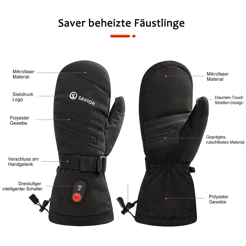 Savior Beheizte Fäustlinge für Ski