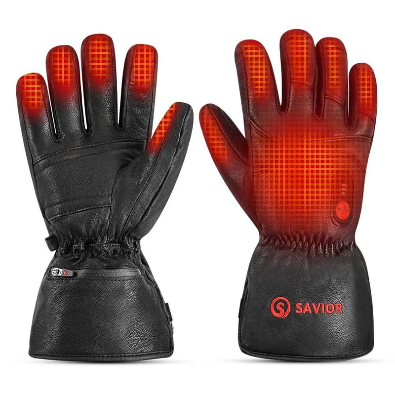 Vollziegenleder Savior Beheizte Handschuhe | Elektrische Motorradhandschuhe aus Leder