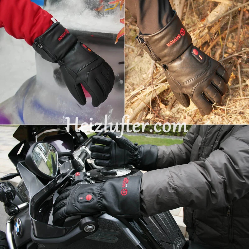 Vollziegenleder Savior Beheizte Handschuhe | Elektrische Motorradhandschuhe aus Leder