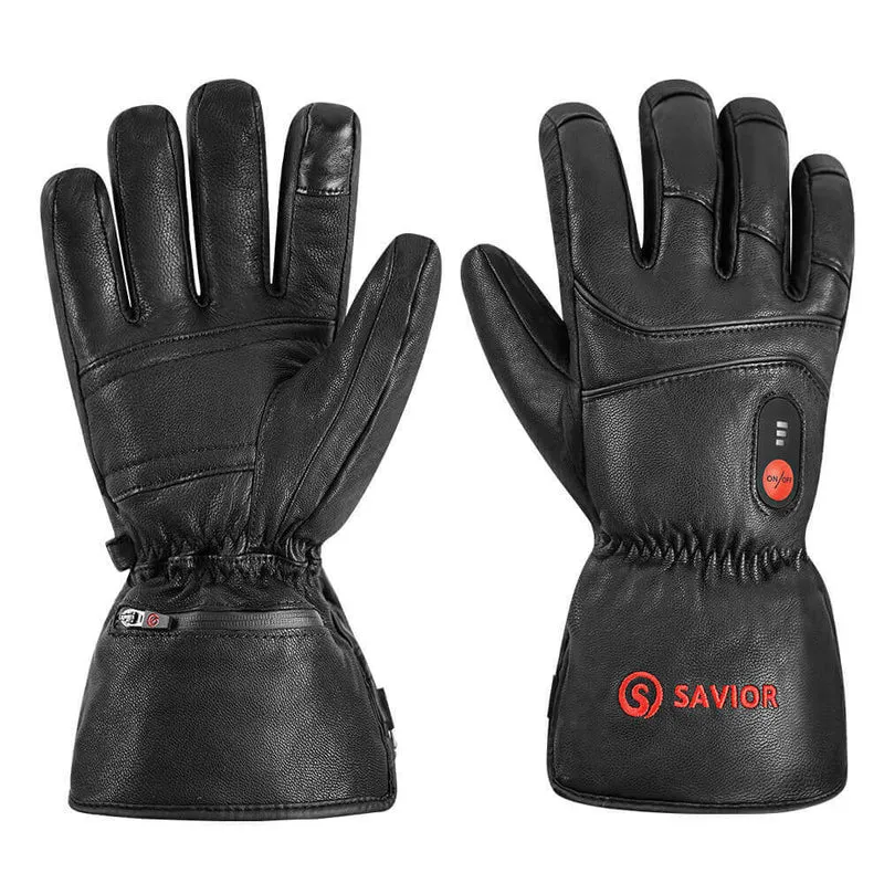 Vollziegenleder Savior Beheizte Handschuhe | Elektrische Motorradhandschuhe aus Leder