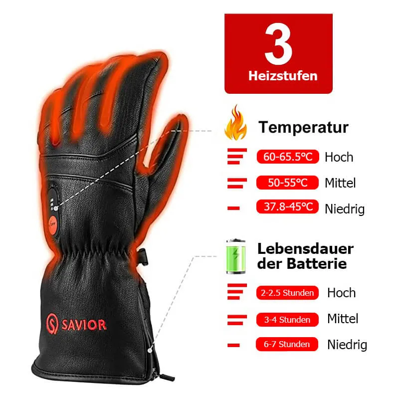 Vollziegenleder Savior Beheizte Handschuhe | Elektrische Motorradhandschuhe aus Leder