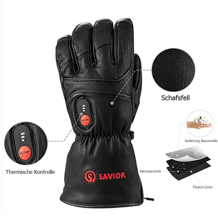 Vollziegenleder Savior Beheizte Handschuhe | Elektrische Motorradhandschuhe aus Leder