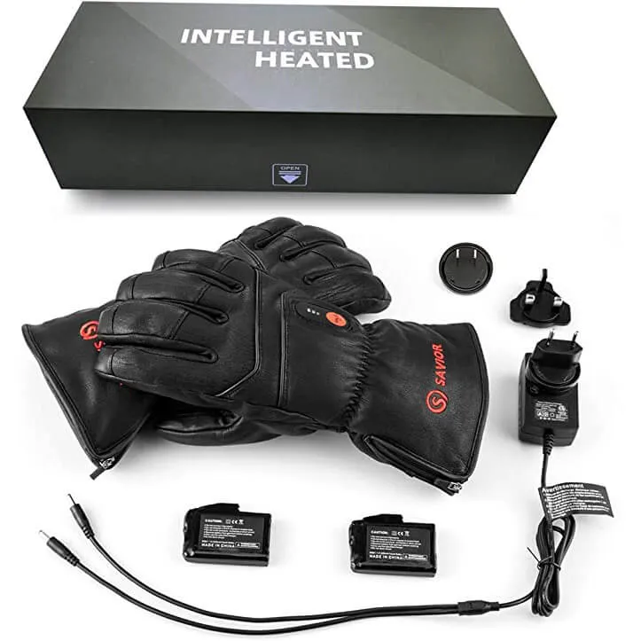 Vollziegenleder Savior Beheizte Handschuhe | Elektrische Motorradhandschuhe aus Leder