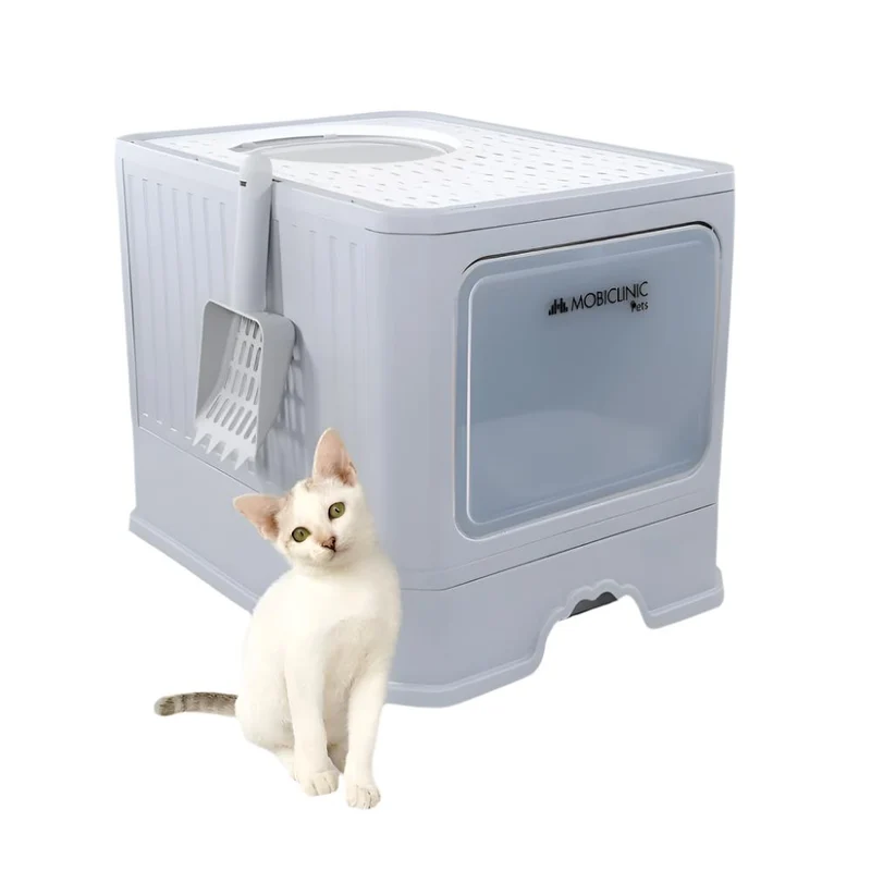 Katzentoilette | Geschlossen | Inklusive Schaufel | Ausziehbare und herausnehmbare Wanne | Stabil | CatBox | Mobiclinic