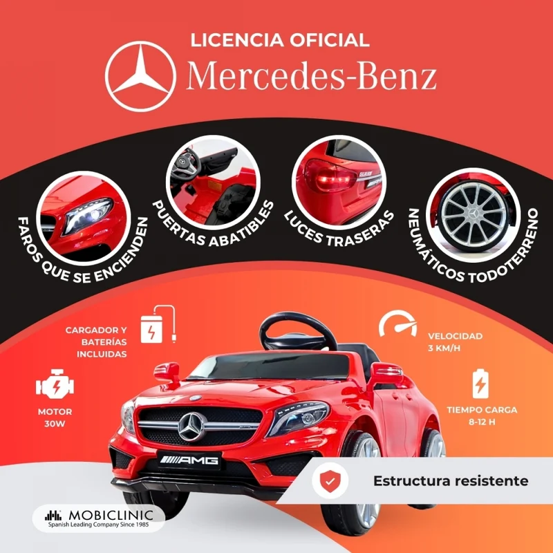 Elektroauto Kinder | Fernbedienung | Motor 30W | Geschwindigkeit 3 km/h | Puerto USB | Turbo | Mercedes Benz AMG | Mobiclinic