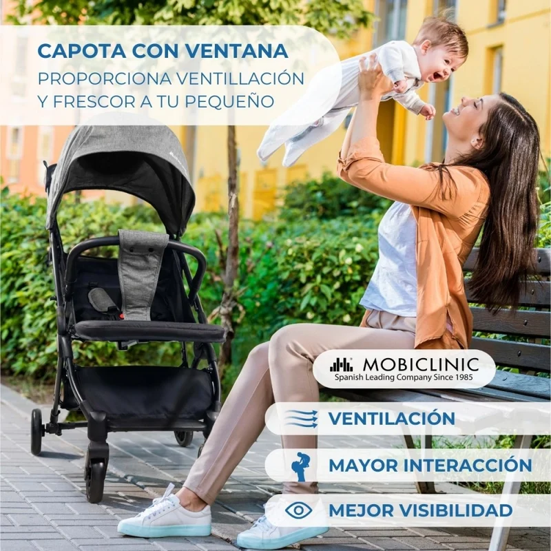 Kinderwagen |Kompakt |Faltbar |Einhebel |Für Reisen |Verstellbare Fußstütze |Max. 15kg |Grau |Trip | Mobiclinic