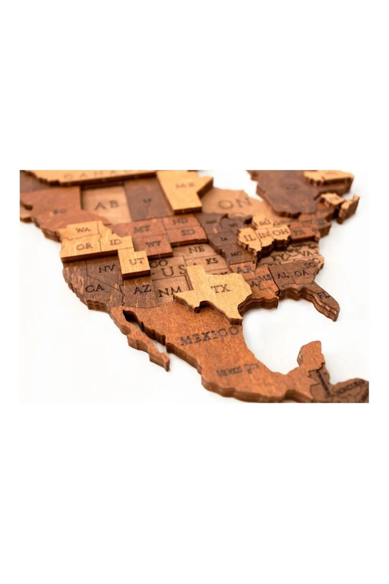 3D-Holzpuzzle, Set Weltkarte M + Flaggen-Pins