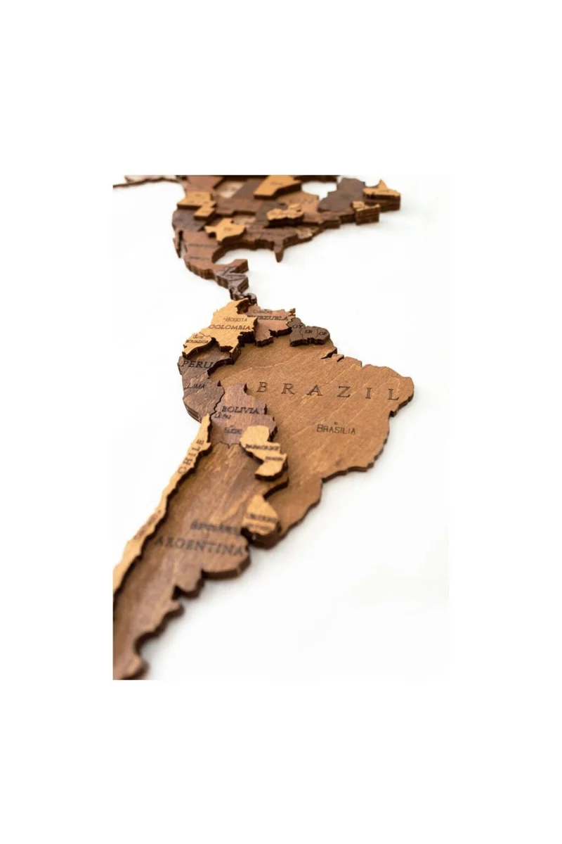 3D-Holzpuzzle, Set Weltkarte M + Flaggen-Pins
