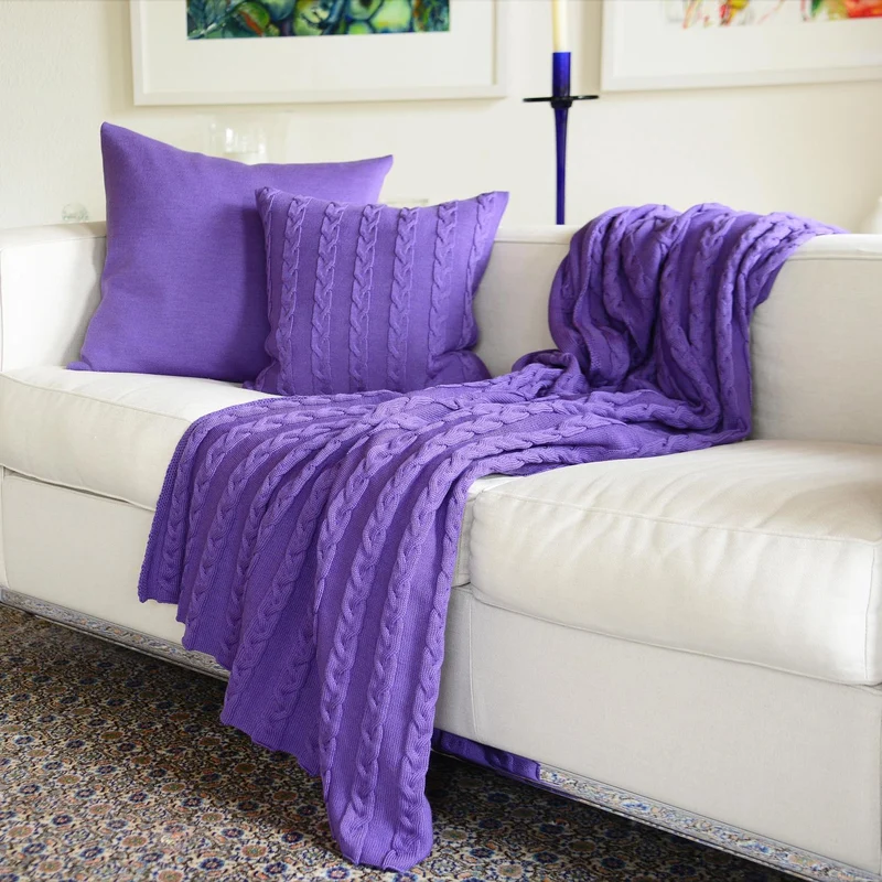 Decke 140x180cm Zopf, lila