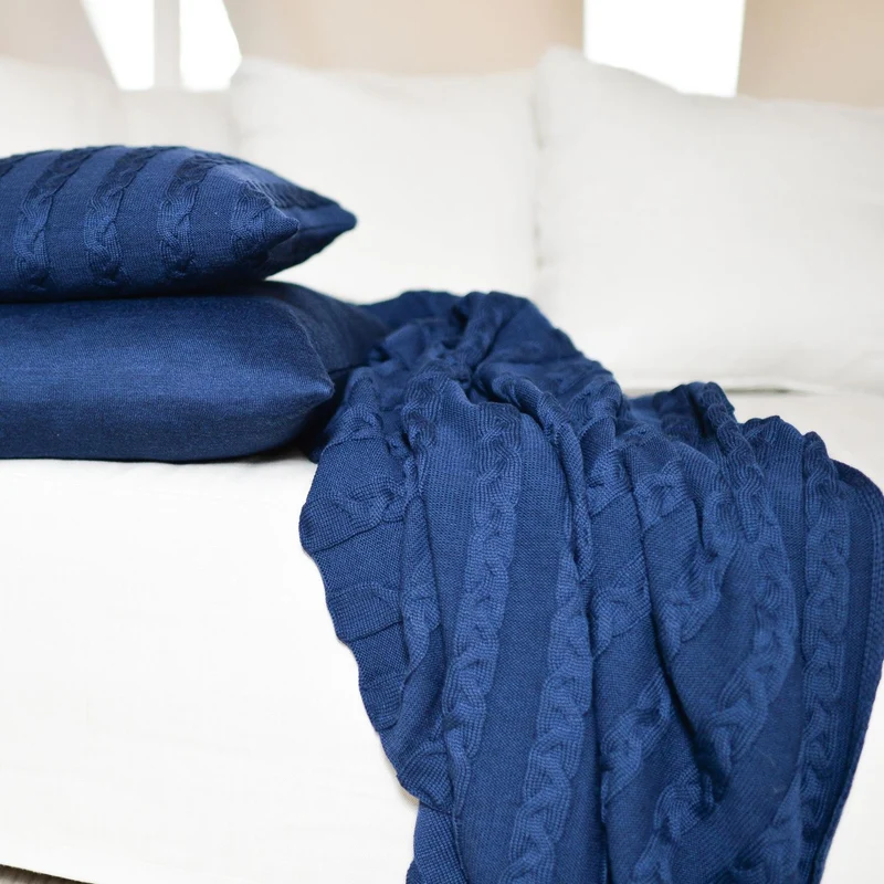 Decke 140x180cm Zopf, blau