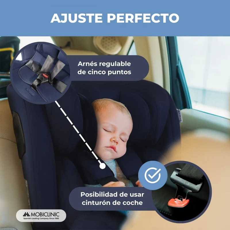 Kindersitz | 360º Drehung | Verstellbare Rückenlehne | 40-150 cm | 0-12 Jahre | Isofix | Top Tether | Pandafix | Mobiclinic