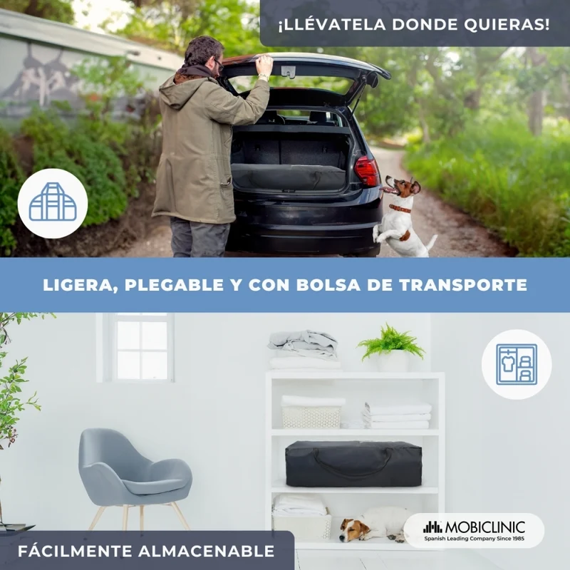 3-in-1-Reisebett | Wickeltisch | Laufstall | Tragbar | Faltbar | Tragetasche | Grau | Caelum | Mobiclinic