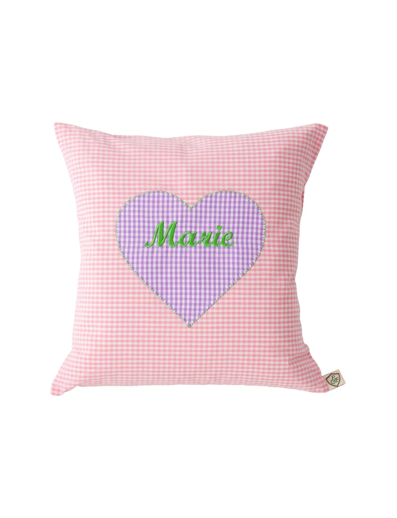 Kissen personalisiert VICHY rose - flieder 💜Herz