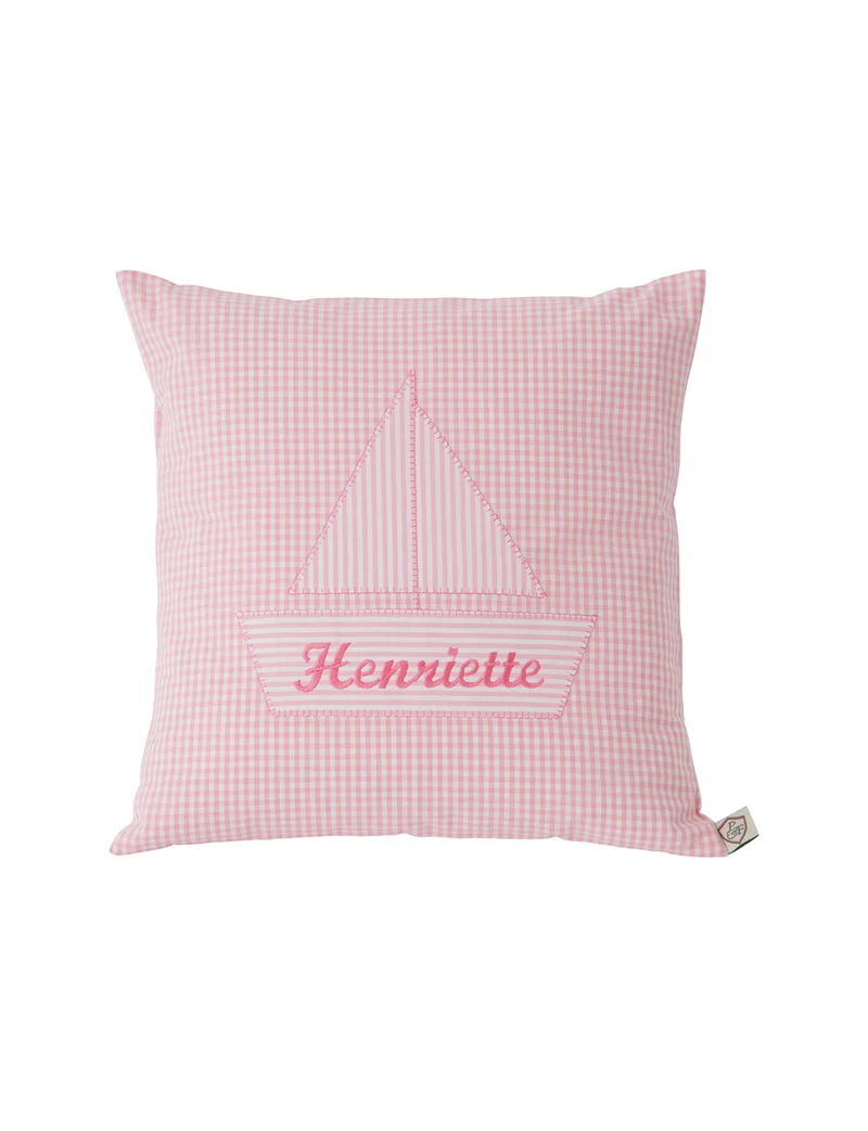 Kissen personalisiert VICHY rose - himbeer ⛵Segelboot