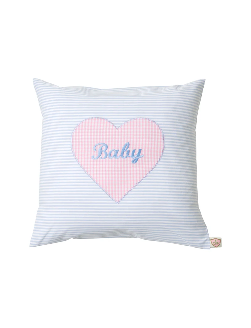 Kissen personalisiert VICHY hellblau - rose 💕Herz