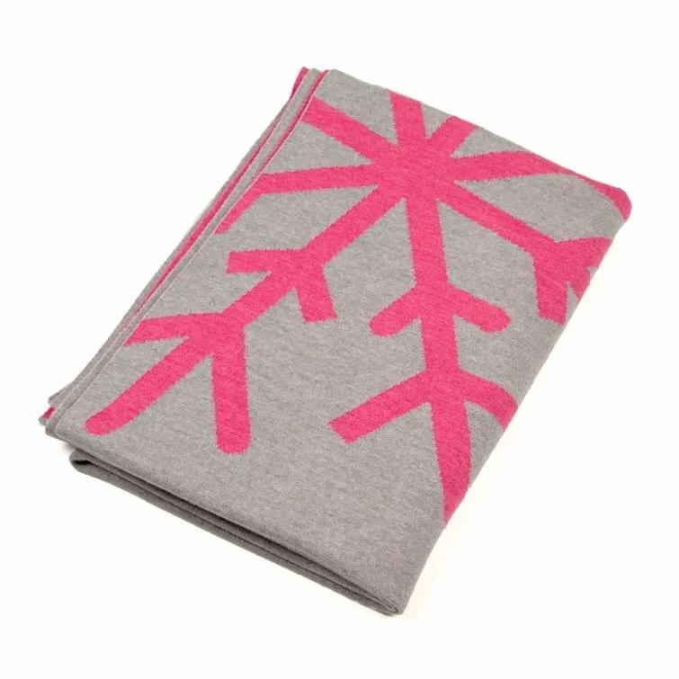 Decke 140x180cm 2 Snowflakes, grau/magenta