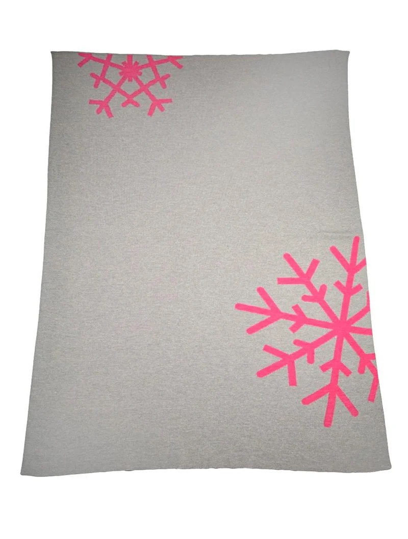 Decke 140x180cm 2 Snowflakes, grau/magenta