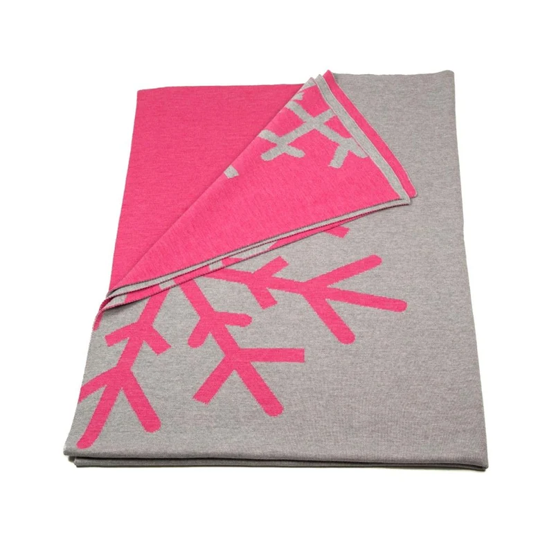 Decke 140x180cm 2 Snowflakes, grau/magenta