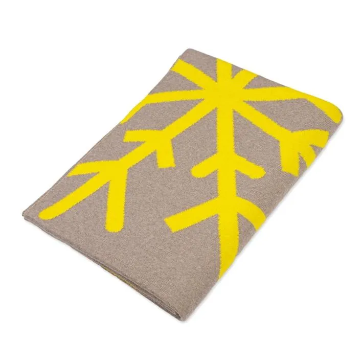Decke 140x180cm 2 Snowflakes, beige/gelb