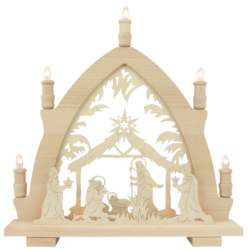 Leuchterbogen, Buche Motiv Krippe - 5 flammig