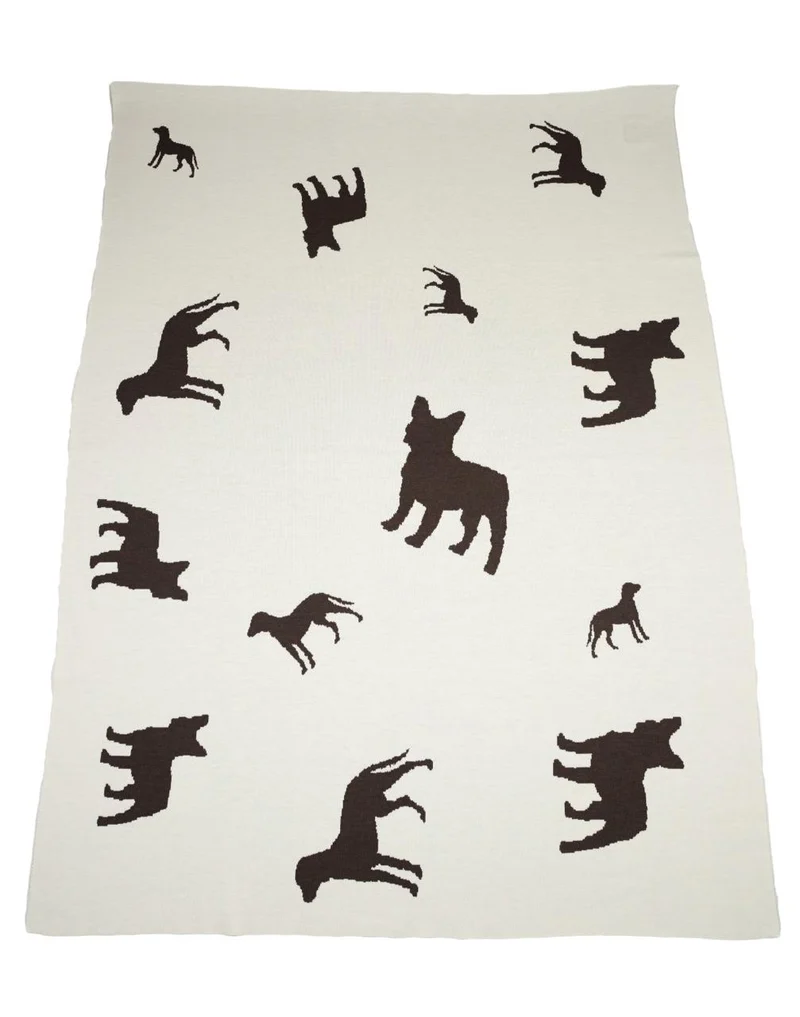 Decke 140x180cm Dogs, weiß/braun