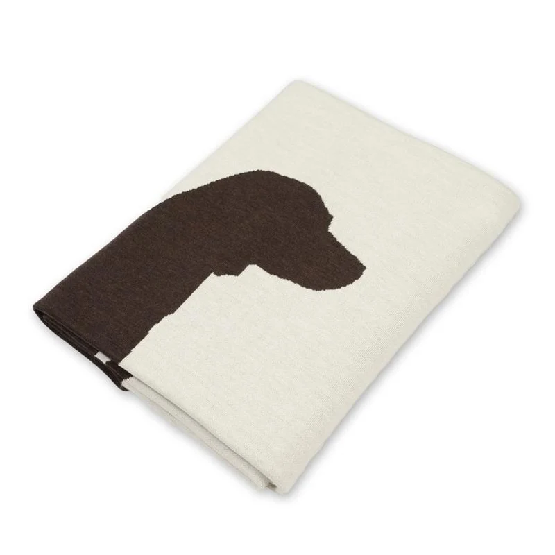 Decke 140x180cm Dog, weiß/braun