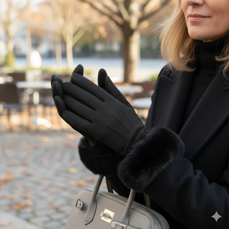 OZERO Elegante Damen Winterhandschuhe aus Hirschleder – Touchscreen & Wollfutter