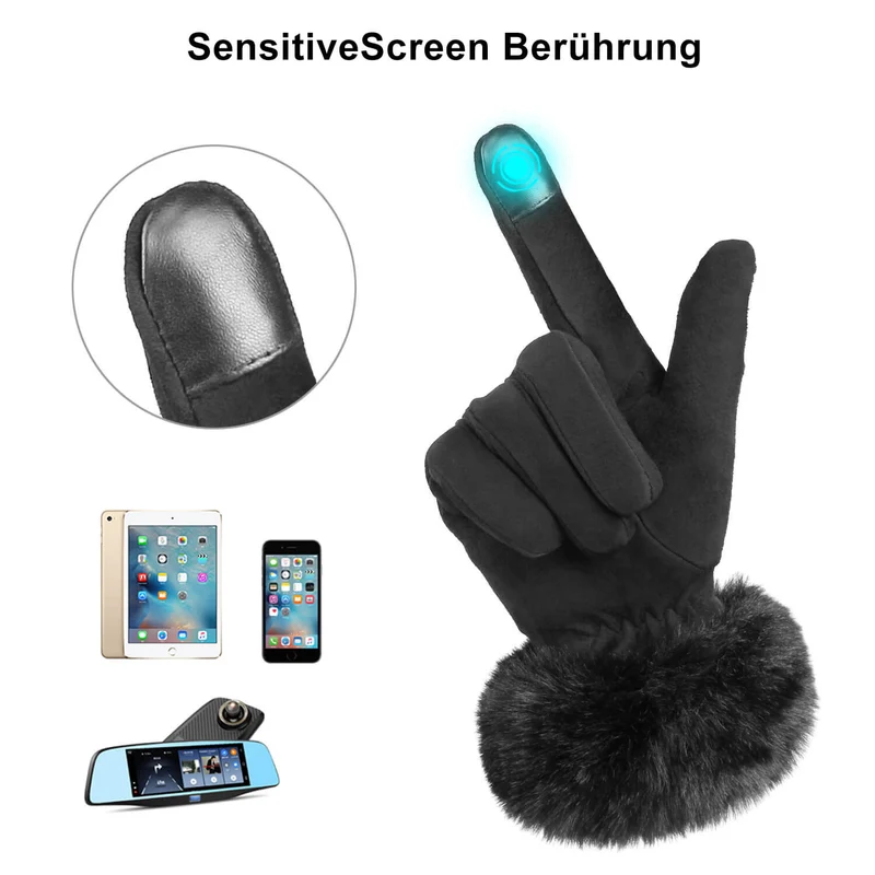 OZERO Elegante Damen Winterhandschuhe aus Hirschleder – Touchscreen & Wollfutter