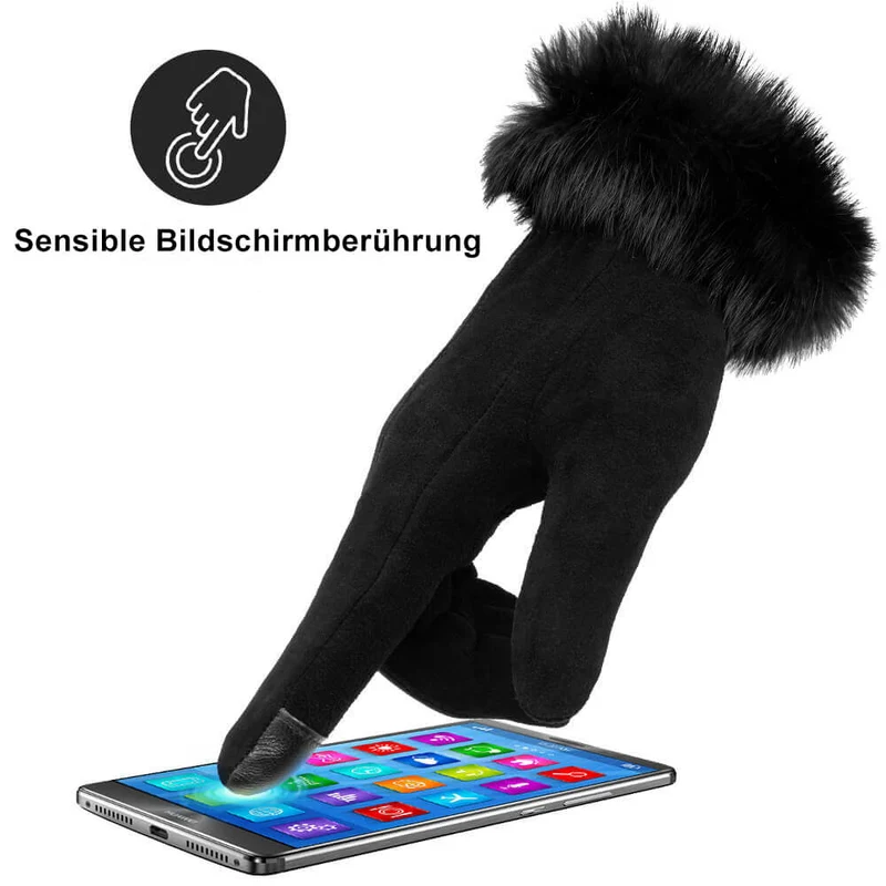 OZERO Elegante Damen Winterhandschuhe aus Hirschleder – Touchscreen & Wollfutter