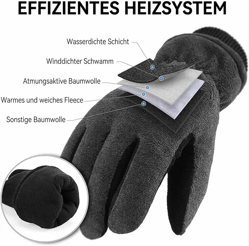 OZERO Herren & Damen Hirschleder Winterhandschuhe | Wasserdicht & Winddicht
