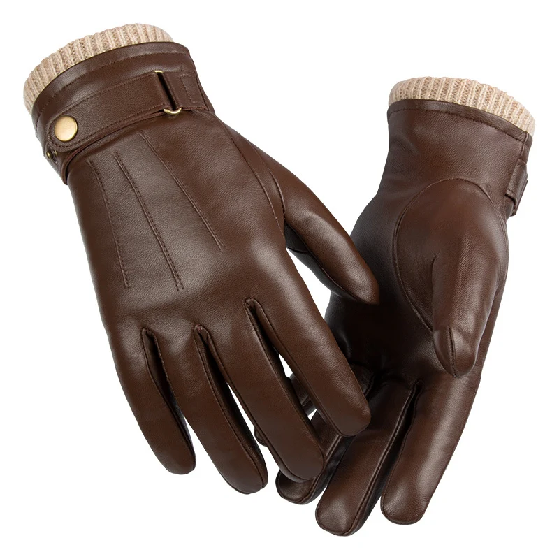 OZERO Herren Lederhandschuhe aus Nappaleder – Touchscreen-fähig & Kaschmir-Futter – Warme Winter-Autohandschuhe