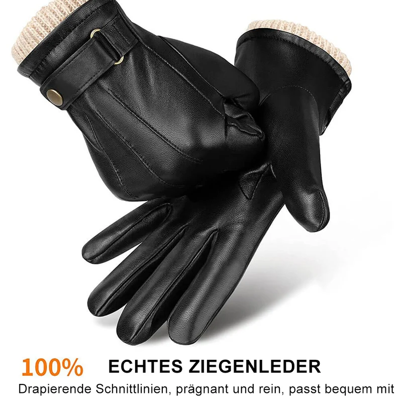 OZERO Herren Lederhandschuhe aus Nappaleder – Touchscreen-fähig & Kaschmir-Futter – Warme Winter-Autohandschuhe
