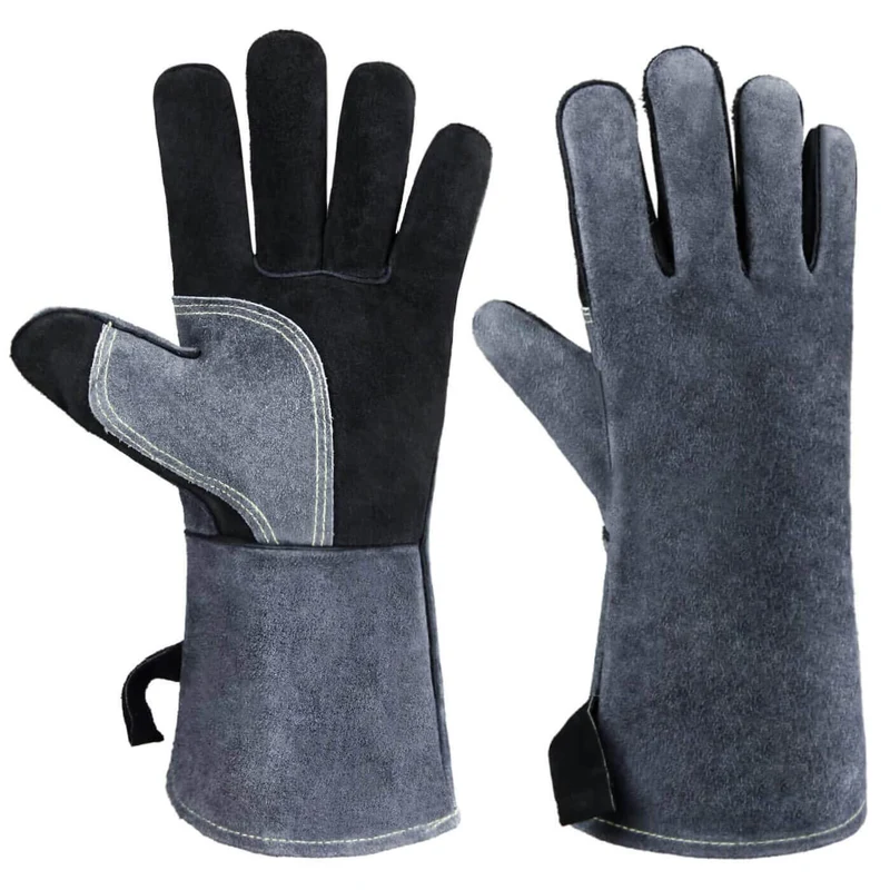 Ozero Leder Hitzeschutzhandschuhe (500°C) – Profi Grill- & Schweißhandschuhe