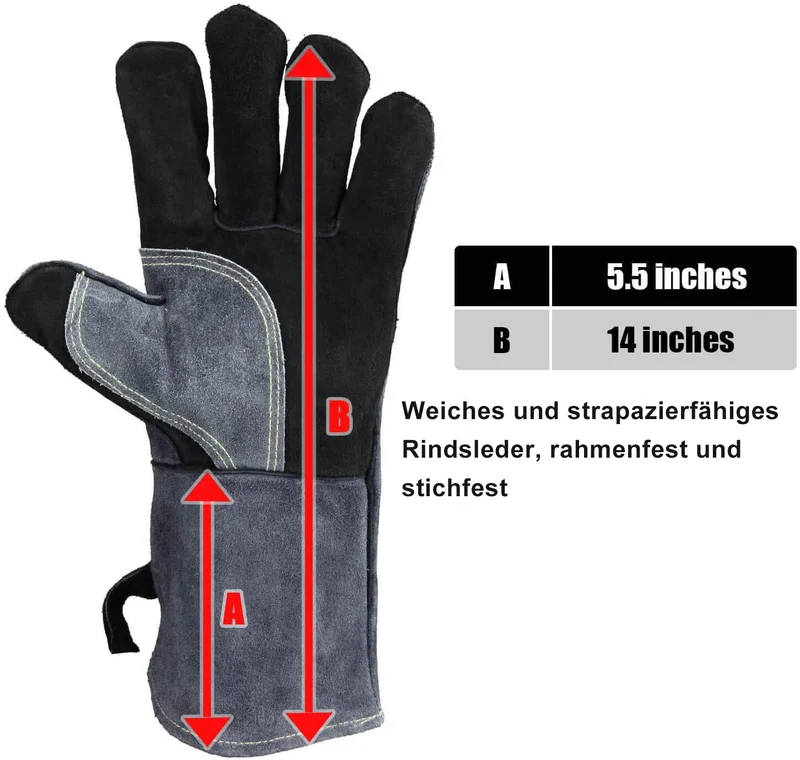 Ozero Leder Hitzeschutzhandschuhe (500°C) – Profi Grill- & Schweißhandschuhe