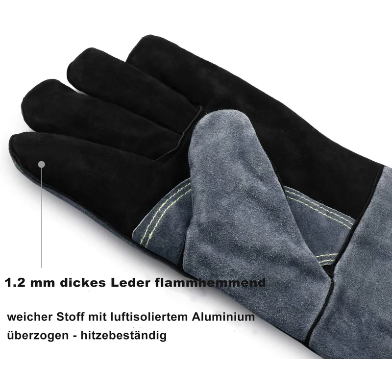 Ozero Leder Hitzeschutzhandschuhe (500°C) – Profi Grill- & Schweißhandschuhe