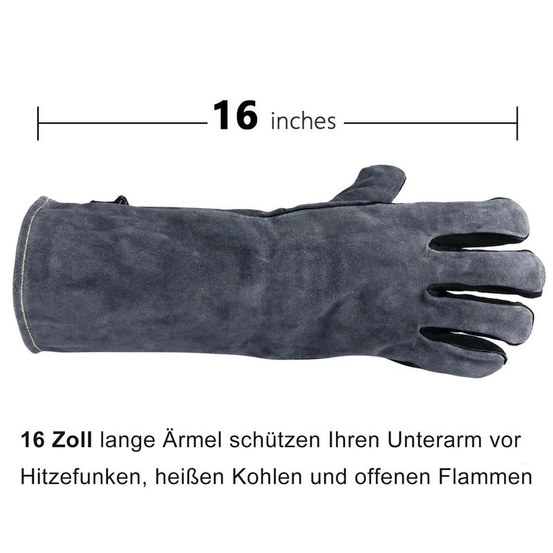 Ozero Leder Hitzeschutzhandschuhe (500°C) – Profi Grill- & Schweißhandschuhe
