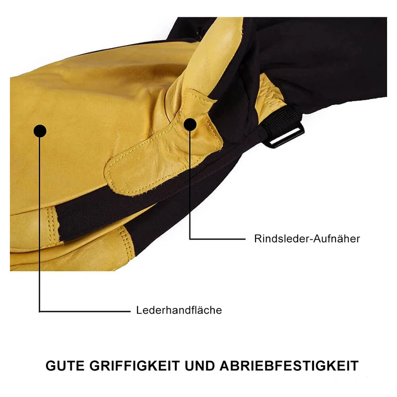 OZERO Leder Warme Fäustlinge | 3M Isolierte Thermo für Snowboard Fäustlinge