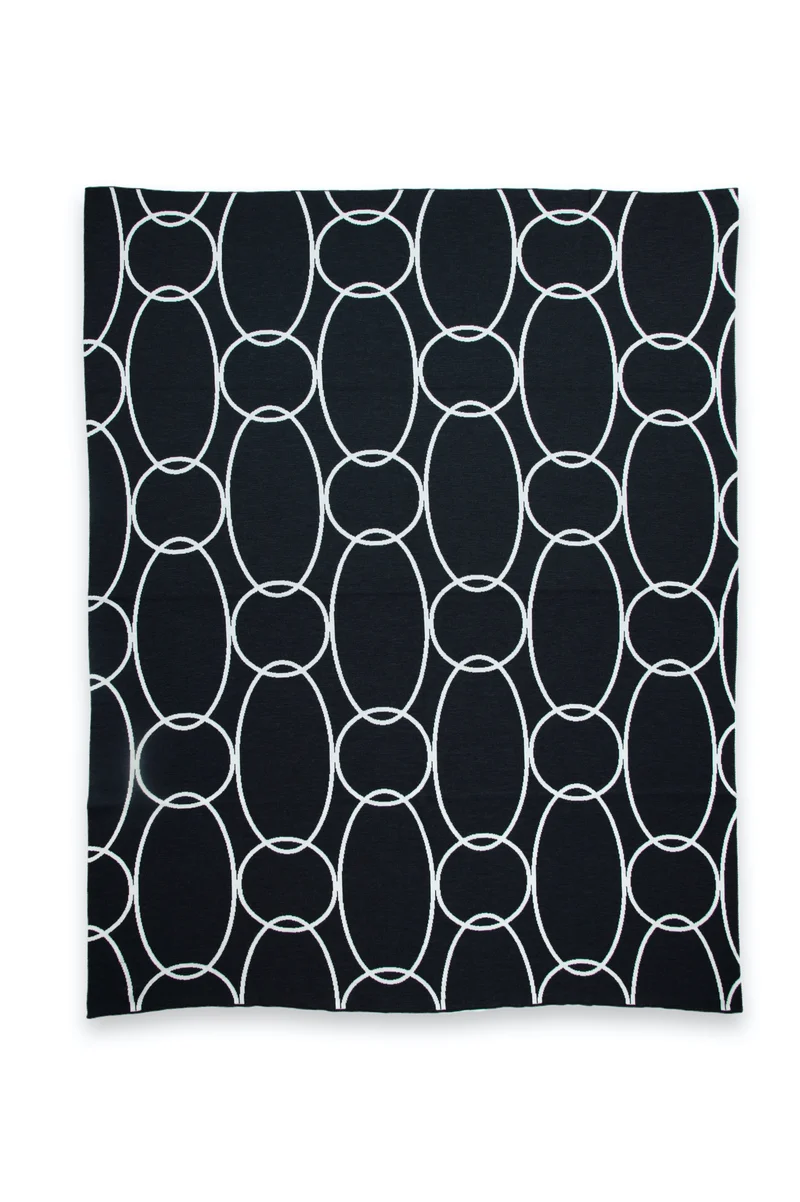 Decke 140x180cm Rings, dunkelgrau/weiß