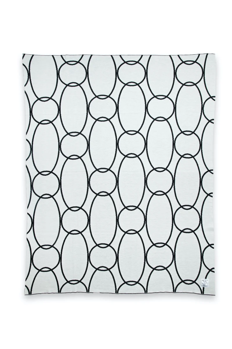 Decke 140x180cm Rings, dunkelgrau/weiß