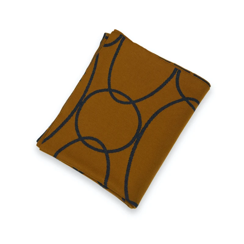 Decke 140x180cm Rings, caramel/dunkelgrau
