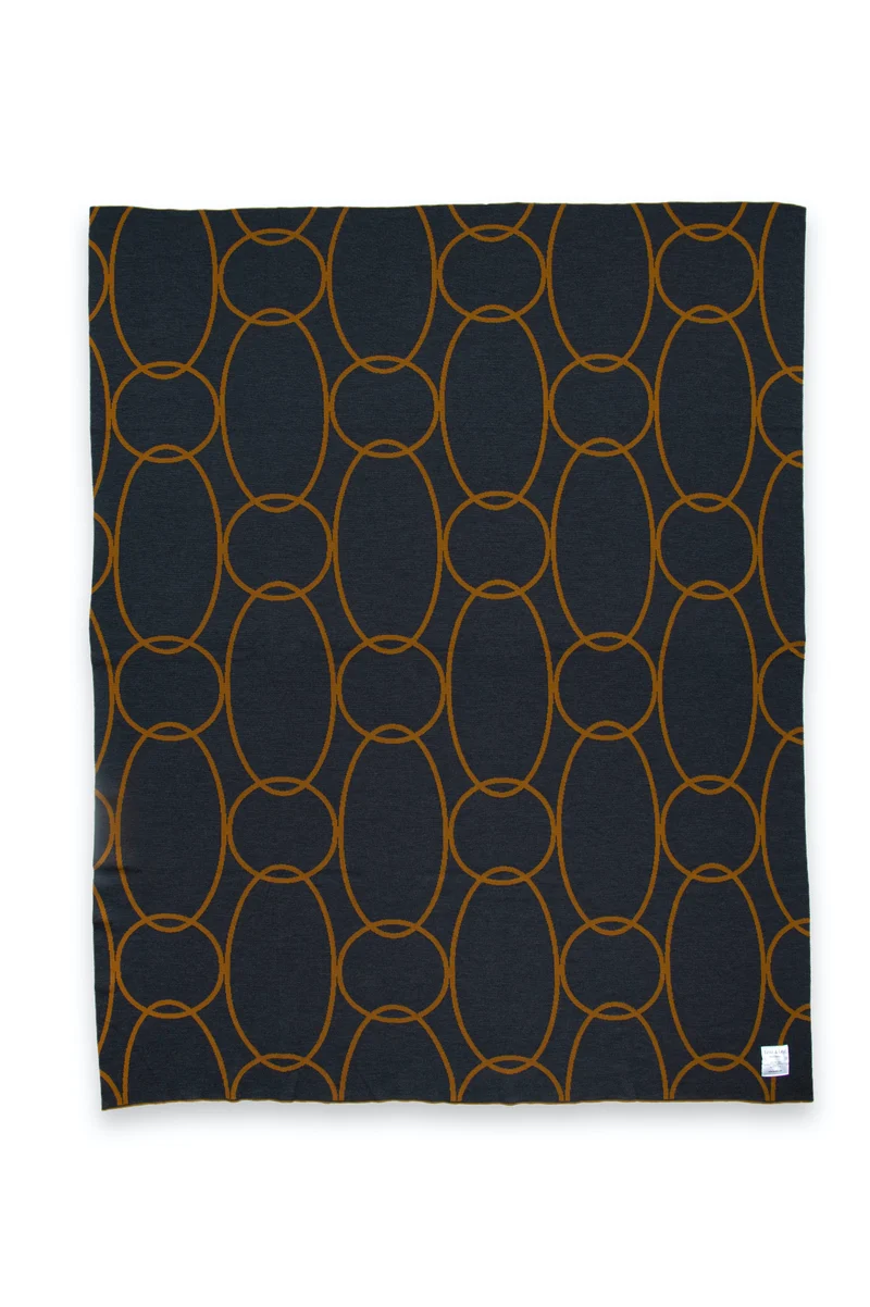 Decke 140x180cm Rings, caramel/dunkelgrau